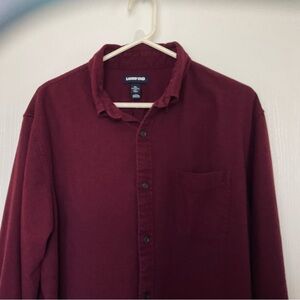 Lands' End Chamois Shirt Traditional Fit Long Sleeve Burgundy Men's XL 17-17.5